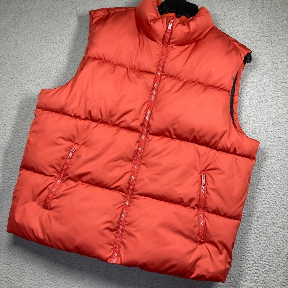 Old Navy Puffer Vest Mens XL Orange Water-Resistant Quilted Zip Up Pocket